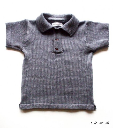 Babies/Toddler's merino wool Poloshirt, Tshirt with a genuine Baltic amber buttons/sweater shirt top