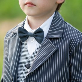 Linen bow tie pin brooch