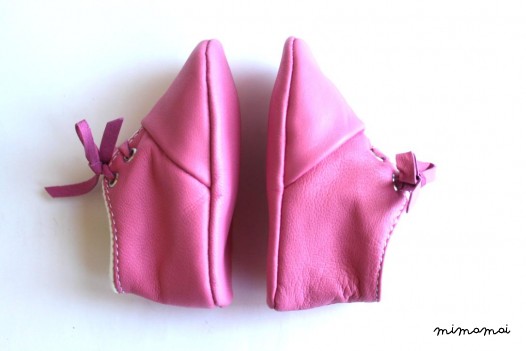 0-3 Months Slippers / Baby Shoes Lamb Leather pink