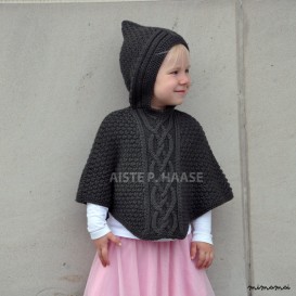 Hand-knitted Girl's Poncho, Merino wool poncho