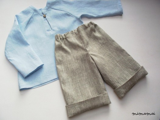 Linen cuff style shorts.Simple and natural