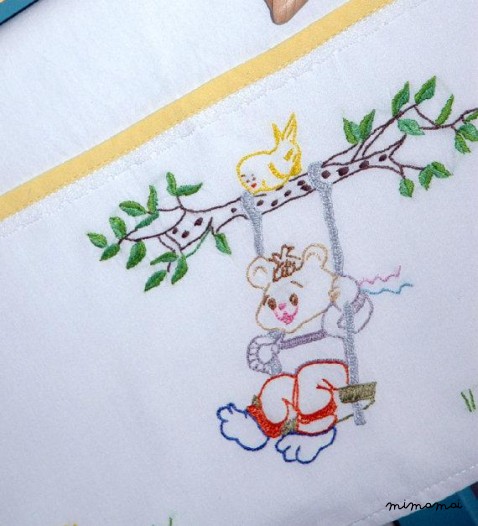 Baby linen sheet pillowcase hand embroidered cradle stroller nursery