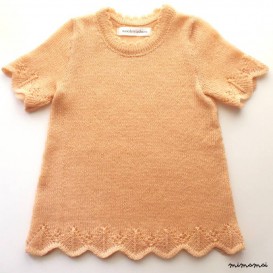 Babygirls/Girls knitted Virgin wool short sleeve dress with lace