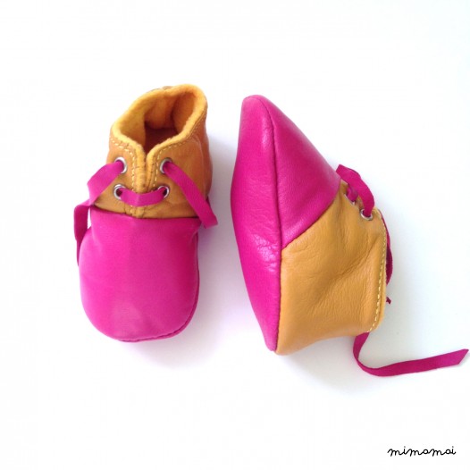SALE 6-12 Months Slippers / Baby Shoes Lamb Leather Pink Mustard Yellow
