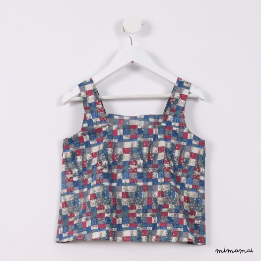 Frill Top blue and maroon