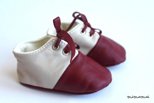 6-12 Months Slippers / Baby Shoes Lamb Leather Claret Red Bordeaux