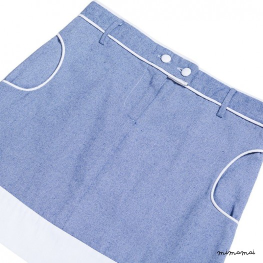 Piped Skirt dark denim
