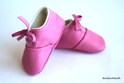 0-3 Months Slippers / Baby Shoes Lamb Leather pink