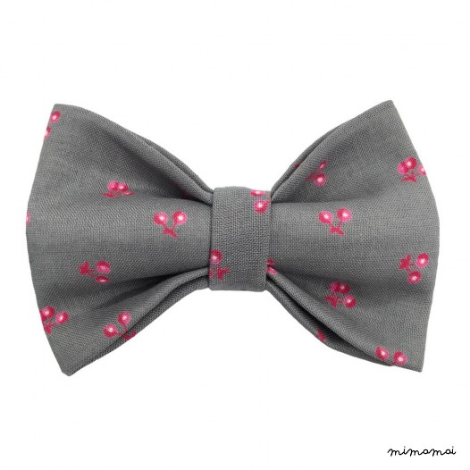 Child grey with little cherry bow tie, cotton