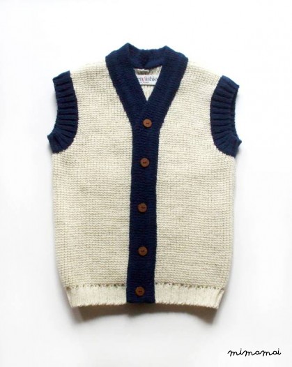 Baby/Children knitted lambswool waistcoat with oak buttons/gilet