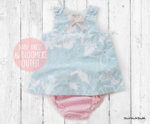 Pastel Blue Floral dress and bloomers for little girls