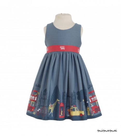 Martha Dress London Print in Midnight Blue