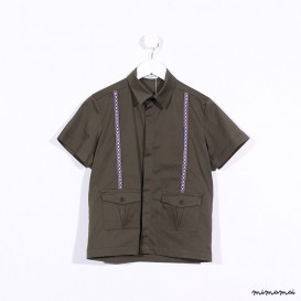 Short-sleeved Suspenders Shirt army green