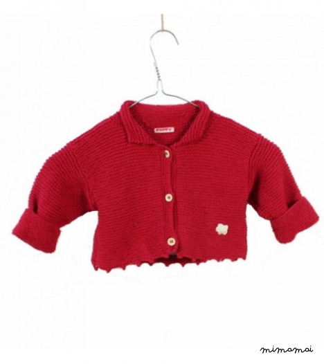 Scalloped Cardigan in Red