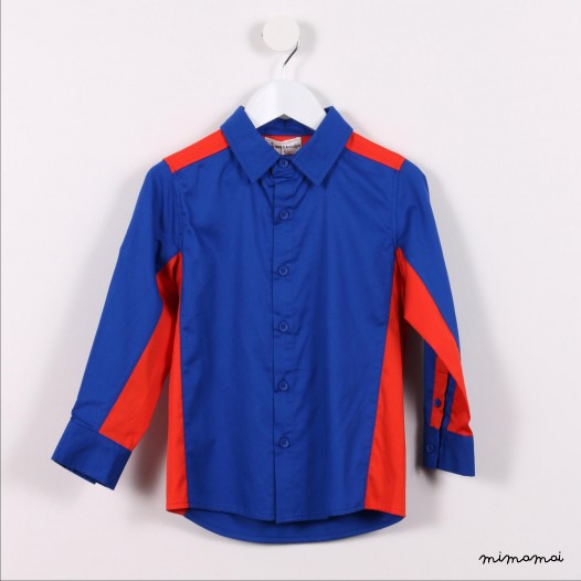 Long-sleeved Panelled Shirt blue