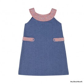 U-Neck Epaulette Dress dark denim