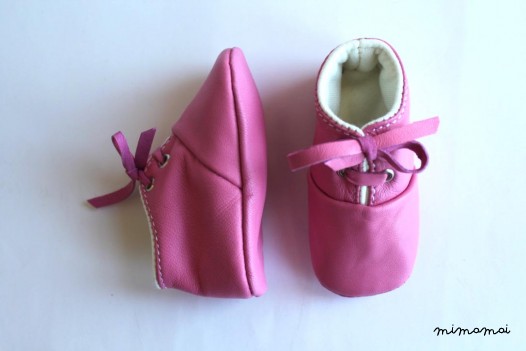 0-3 Months Slippers / Baby Shoes Lamb Leather pink