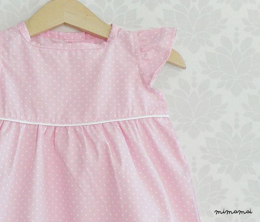 Baby Pink Dots Dress and diaper cover set
