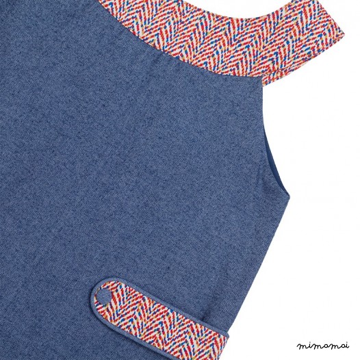U-Neck Epaulette Dress dark denim