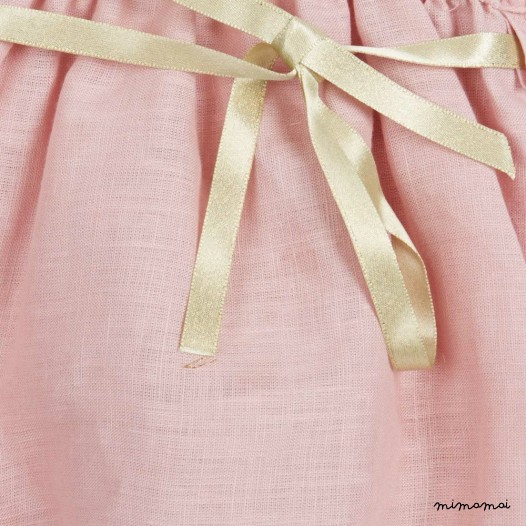 Linen Girl Baby Romper , Dusty Pink Baby Girl Outfit, Baby Shower