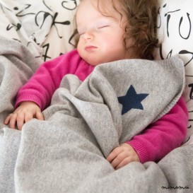 Cashmere Baby Blanket with Star - Light Grey M&eacute;lange