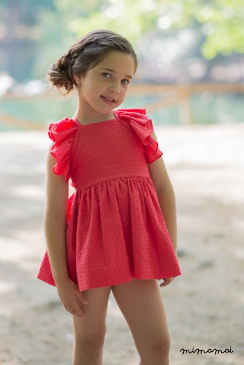 Girl's Red Dress, Children's Clothing, Framboise pink Dress, Kids Dress