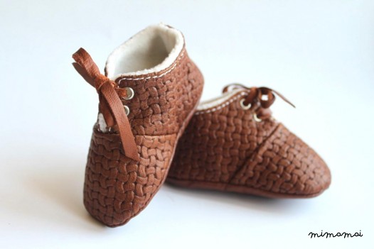 18-24 months Slippers / Baby Shoes Lamb Leather Brown Marron