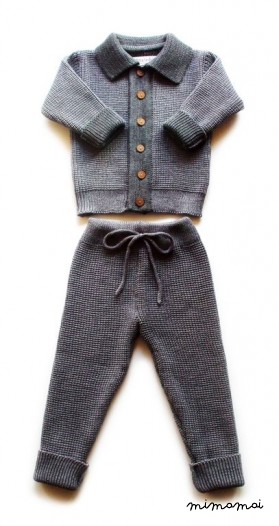 Babies/Children's/Toddlers Merino wool collar Cardigan and pants set/outfit
