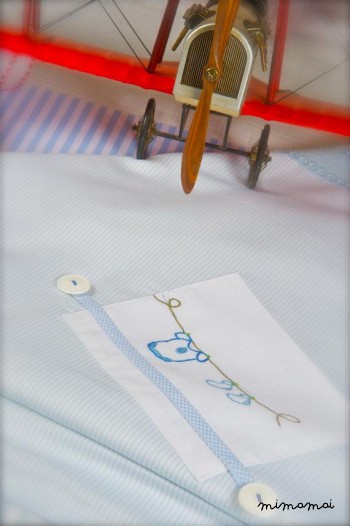 stendibiancheria mano ricamato del neonato coperta &Eta;appy piumone di blu e bianco