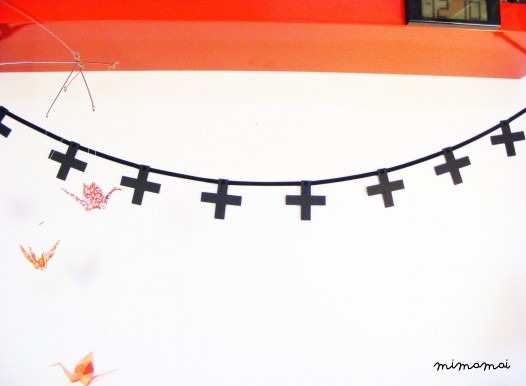 Black SWISS CROSS paper garland