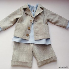 Natural linen outfit - jacket and short pants