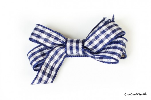 Small Navy White Check Bow