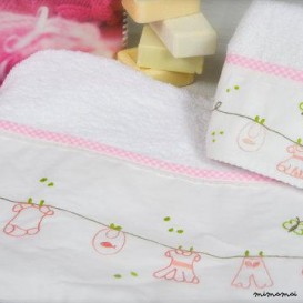 Set di 2 asciugamani bagnetto & mano, ricamato a mano, regalo di battesimo, battesimo