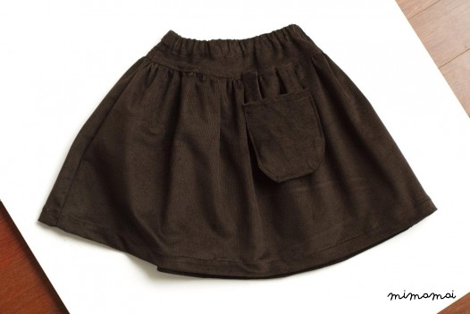 Natural cord skirt with hanging pocket