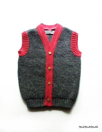Baby/Children knitted lambswool waistcoat with oak buttons/gilet