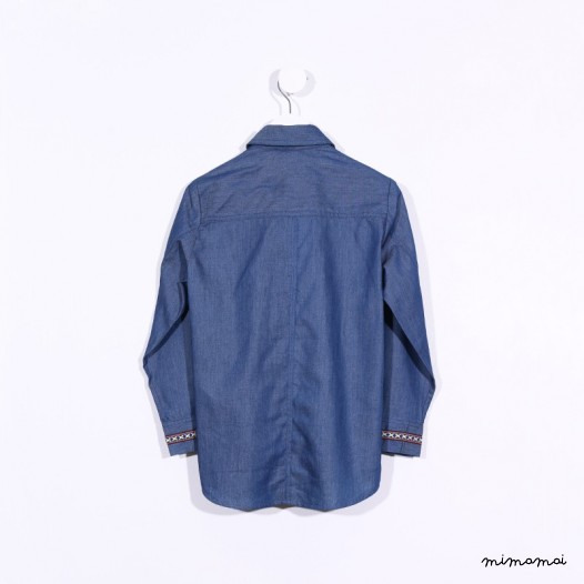 Long-sleeved Suspenders Shirt dark denim