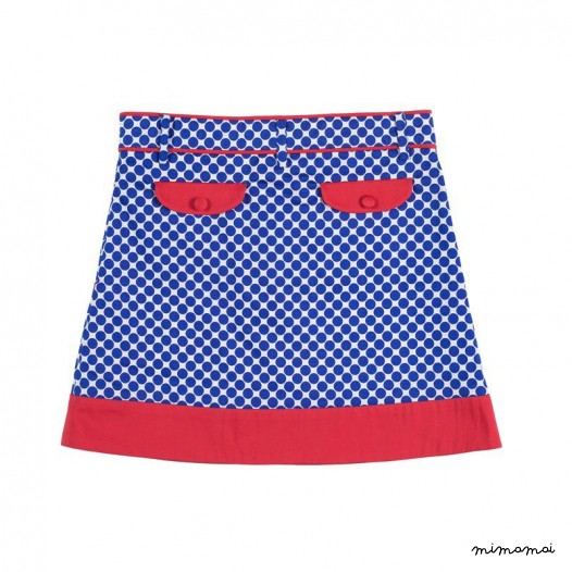Piped Skirt blue dots