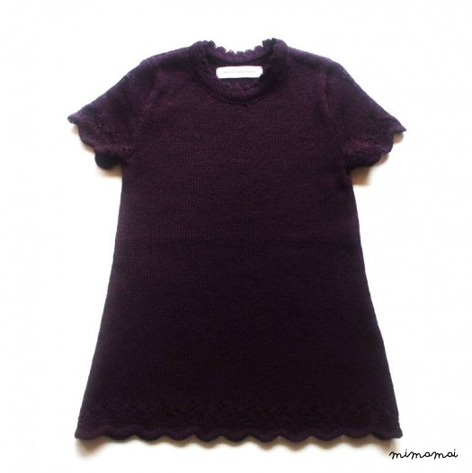 Babygirls/Girls knitted Virgin wool short sleeve dress with lace