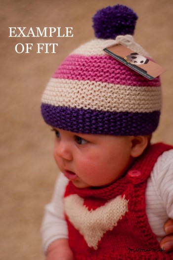 baby pompom knitted striped Bobble hat in blue