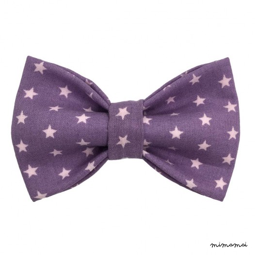 Child purple with pastel-purple stars bow tie, cotton