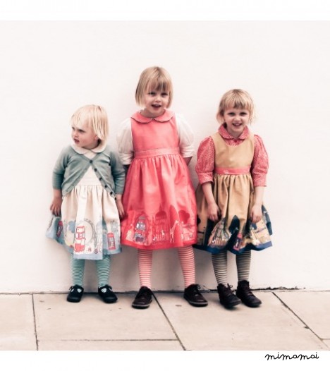 Millie Dress London Print in Raspberry