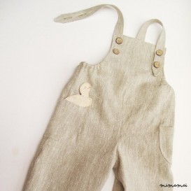 Natural linen young gardeners overalls