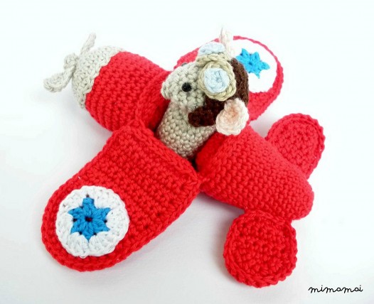 Red airplane toy, stuffed airplane