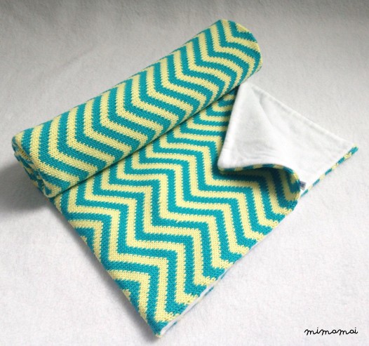 Baby Knit Blanket/Lemon & Turquoise