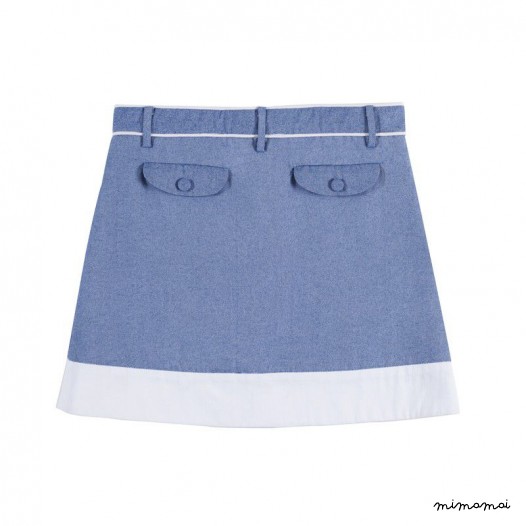 Piped Skirt dark denim