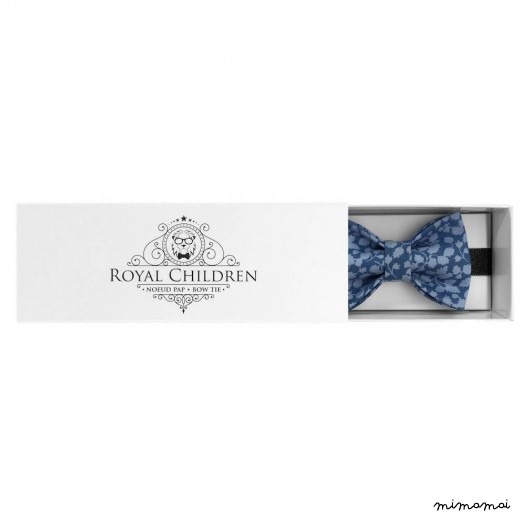 Child blue with pastel-blue flowers bow tie, cotton