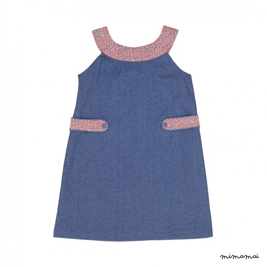 U-Neck Epaulette Dress dark denim