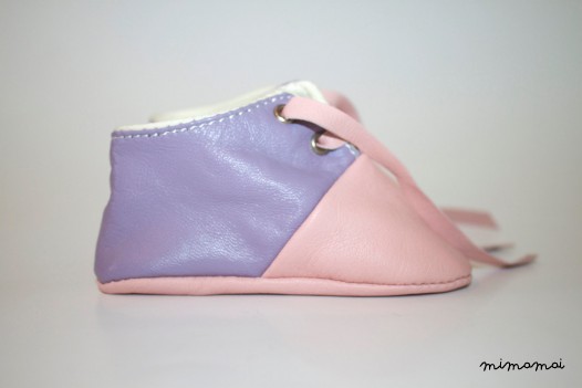 6-12 Months Slippers / Baby Shoes Lamb Leather pink Purple Pastel Colors