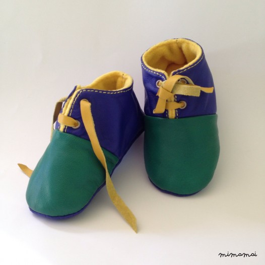 12-18 Months Slippers / Baby Shoes Lamb Leather green blue mustard yellow