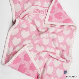 Personalised Baby Blanket, Knitted Newborn Blanket, Baby Gift, Newborn Gift, Hearts,